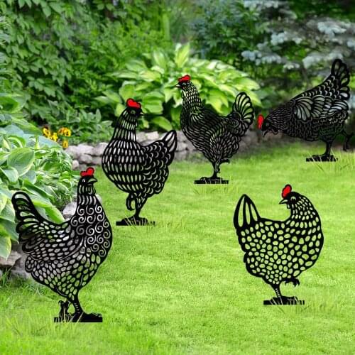 Garden Ornaments Chicken Yard Art Garden Statues Backyard Lawn Stakes Plastic Duck Hen Yard Decor Gift Garden Decoration Outdoor