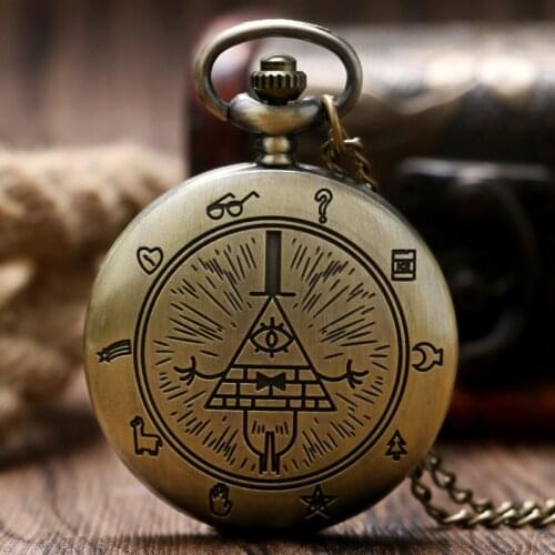 Vintage Eye of Providence Theme Bronze Quarz Pocket Watches All-seeing Eye Masonic Pendant Necklace Watch For Men Women