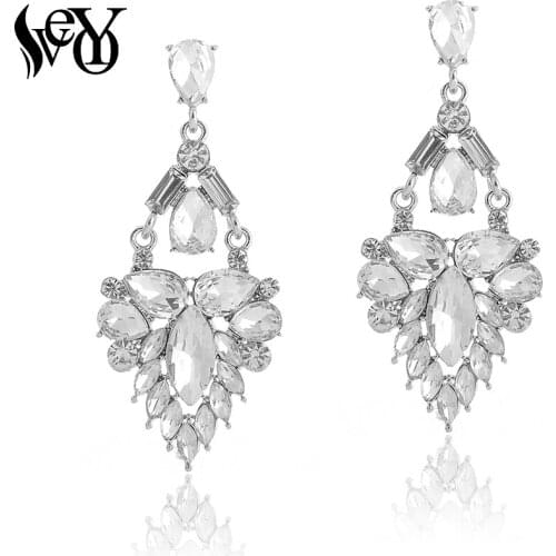 VEYO Elegant Crystal Dangle Earrings for Women Vintage Hollow Out Drop Earrings Fashion Jewelry 2019 New