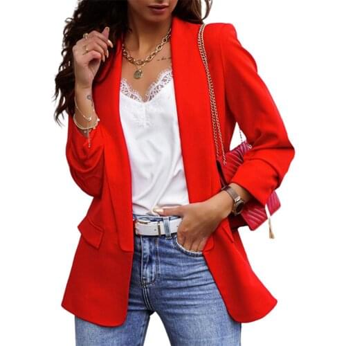 2021 Autumn Blazer Women Suit Lapel Solid Color Fashion Coat Women Long Sleeve Blazer Jacket veste femme