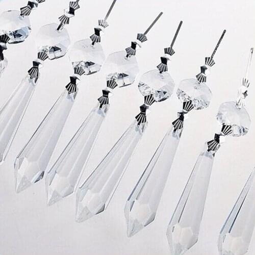 10pcs/50pcs 63mm Icicle Drop+Butterfly Bead Chandelier Prism Parts Crystal AAA Glass Hanging Pendant For Lamp Decoration