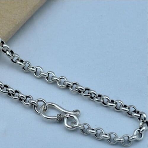 100% s925 Pure silver jewelry Circle Necklace retro Man and Woman all-match long paragraph sweater chain Valentines day gifts