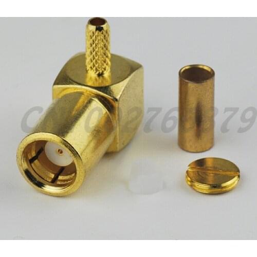 100pcs RF electrical coaxial cable terminal connector 75Ohm SMB Crimp Jack female Right Angle for RG316 RG174LMR100