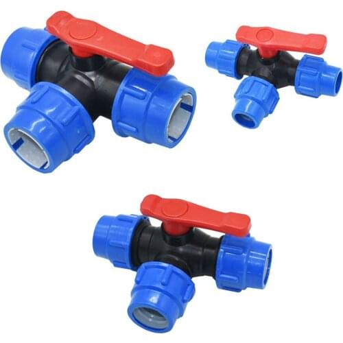 20/25/32/40/50/63mm PE Pipe Tee Quick Connector Valve 3-Way Garden Tap Plastic Valve T-type Water Splitter 1Pcs