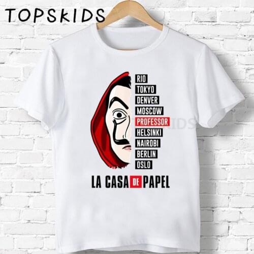 2021 Boys T shirt Funny Design La Casa De Papel Kids T-shirts Baby Girls Clothes Money Heist TV Series Cartoon Tops,HKP5329