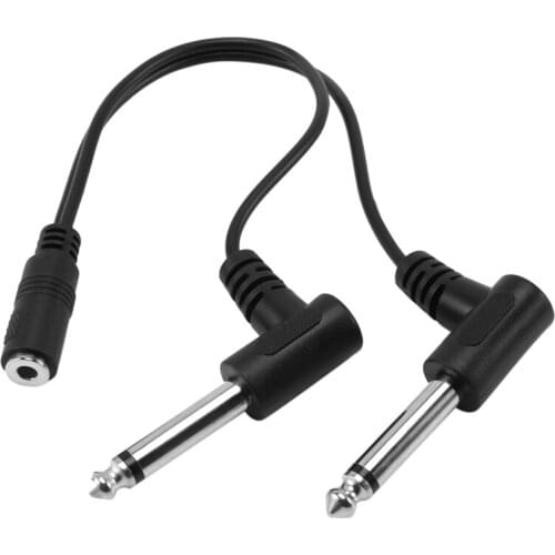 3.5mm Mini 1/8 inch TRS Stereo Female Jack to Dual 1/4 6.35mm Male Plug Mono TS Right Angle Audio Adapter Y Splitter Cable