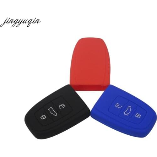 Jingyuqin 30pcs/lot 3 Buttons Silicone Car Remote Key Fob Shell Cover Case For Audi A4L Q5 A8 C7 new A6L SQ5 RS5