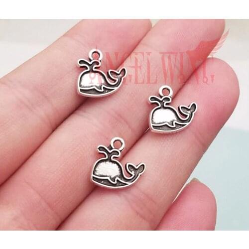 50pcs/lot--13x12mm, Whale chams, Antique silver plated Whale charms,DIY supplies, Jewelry accessories