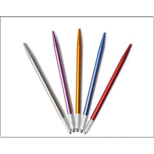 50 Pcs Permanent Manual Eyebrow Tattoo Pen Permanent Makeup Accesories with 20 Pins Tattoo Blades By Free Shipping