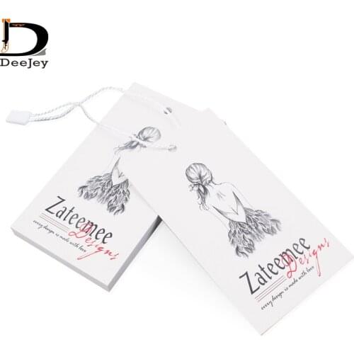 500pcs lot custom paperboard hang Tag for clothing printed paper garment tag lamination non handwritten hair extension tags