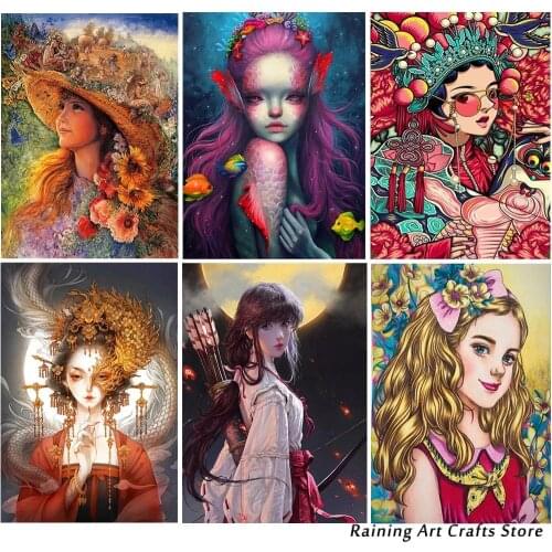 5D Diy Diamond Painting Cartoon Character Full Square/round Drill Rhinestone Embroidery Girl Mosaic Pictures Home Decoration