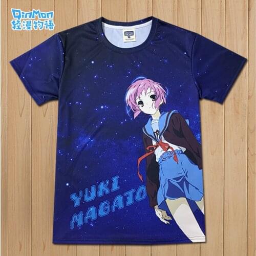 Anime The Melancholy of Haruhi Suzumiya COSPLAY Casual Short Sleeve Men&Women Summer full color T-shirt