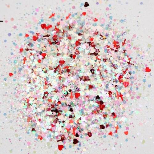 50g/bag Valentine’s Day chunky glitter 0.2-3mm Ultra thin Heart/Tie pink glitter,Nail Art Iridescent Chunky Glitter HMD140