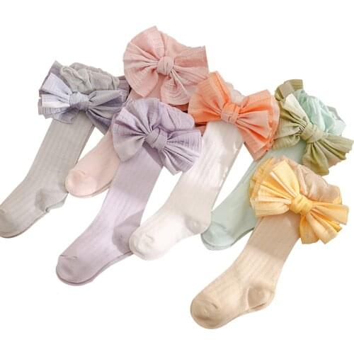Newborn Baby Girls Boys Stockings 6 Colors Bowknot Long Tube Leggings Outfits 0-3Years