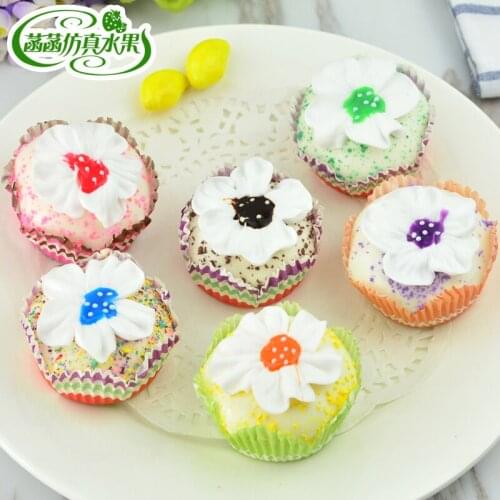 Bakery desktop Decoration Crafts PU Color Simulation Lace Paper Cake False Bread Food Model Props 6pc/lot