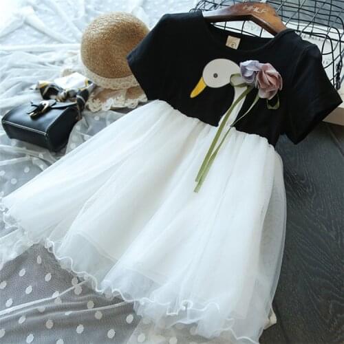 2020 New Korean Children Dress Baby Girls Short Sleeved Summer Cartoon Clothing Dress For Girls 1 To 6 Years Princess Tutu Dress