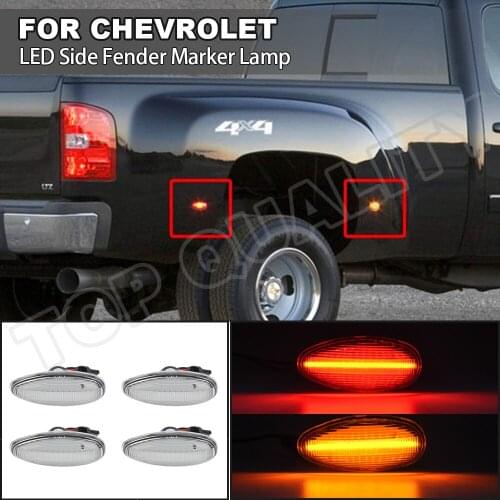 For 2001-2014 Chevy Chevrolet Silverado GMC Sierra 2500HD 3500HD Front Amber Rear Red Side Marker Light Lamp Clear Lens