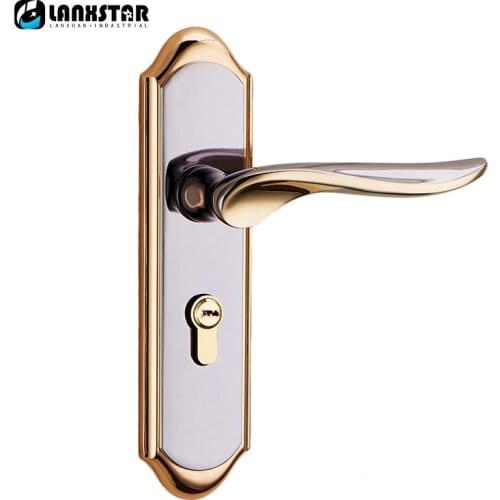 LANXSTAR Anti-theft Door Handle Simple European Style Solid Wood Doors Minimalist Color Lockset Mechanical Split Handle Lock