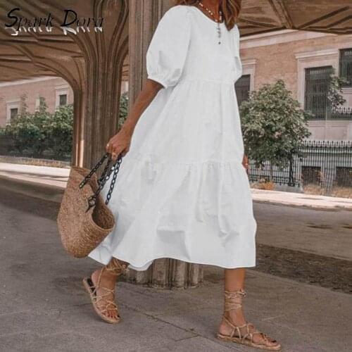 Elegant Dress Summer Retro Fashion Outwear Popular Bohemian Casual Beach Lantern Sleeve Vestidos Comfort Dress Women