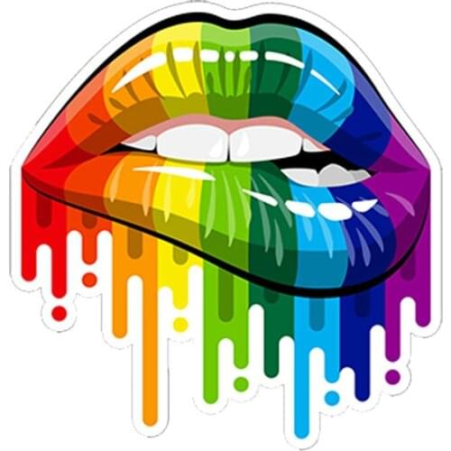 Personality Car Sticker Rainbow Sensual Lips Sticker Sexy Abstract Paint Gay Pride LGBT Decal Car Laptop Waterproof 13cmX13cm