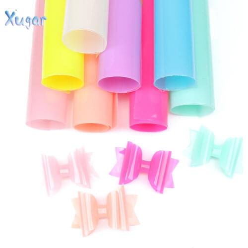 22CM*30CM Transparent PVC Vinyl Fabric Jelly Synthetic Leather Fabric for Party Decoration DIY Hair Bow Handmade Crafts Material