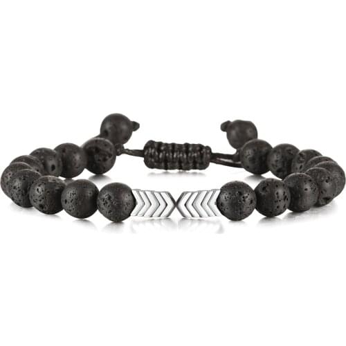 Volcanic Lava Stone Bracelets Essential Oil Diffuser Braided Bracelet Men Colorful Arrow Healing Balance Yoga Jewelry Women Gift