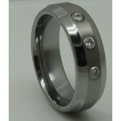 Men jewelry forever classic 8mm width shiny & brush 3pcs cz stone inlayed hi-tech scratch proof wedding tungsten ring