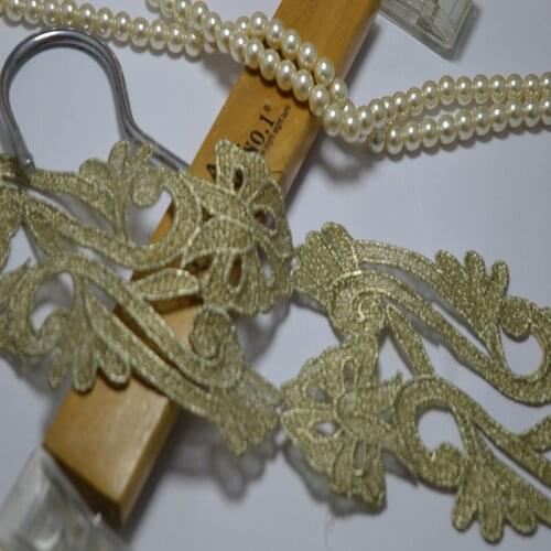 9Cm wide(3yds/lot)Golden Flower Water Soluble Embroidery lace trim for Garments and Wedding Decoration-2016618G10