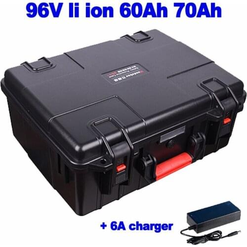 Li ion lithium lipo 96v 60Ah 70Ah battery pack for solar energy light RV EV racing motorcycle AGV + 6A charger