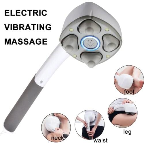 Electric Handheld Massager Health Care Four Head Machine Full Body Neck Vertebra Back Muscle Relax Vibrating Deep Tissue Massage