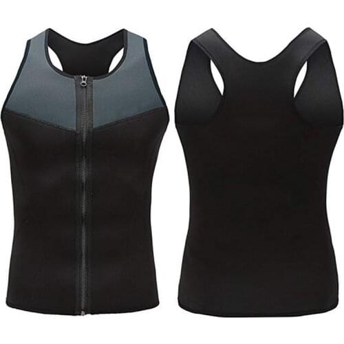 Coldker Tank top men Sauna vest bodybuilding clothes Sweaty Waist Trainer fitness Workout Gym Zipper Vest bodyshaper vest