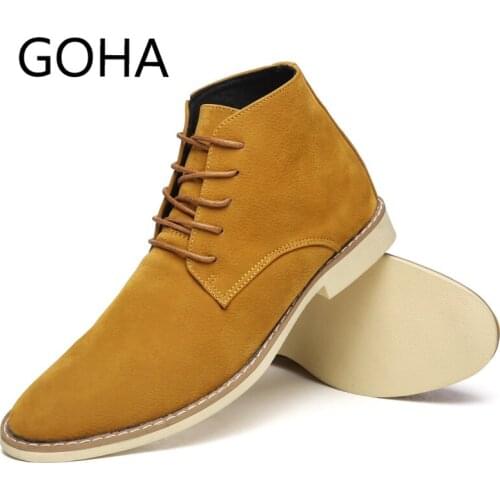 2021 Autumn Winter Mens Chelsea Boots Fashion Brown Leather Dress Shoes Men High Top Footwear Pointed Toe Suede Man Ankle Boots