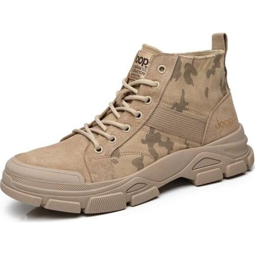 2020 Autunm EUR 38-44 Genuine Leather Mens Desert Boots Men Military Boots Hiking Boots Winter Shoes With camouflage Color