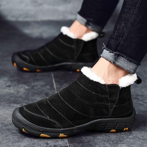 Size 46 Mens Winter Shoes Genuine Leather Snow Boots for Men Casual Shoes High Quality Winter Outdoor Non-slip Warm Boots Men