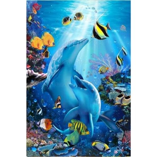 Marine animal DIY Diamond Painting sea world animal Diamond Embroidery dolphin Cross Stitch sea fish Rhinestone Mosaic Painting