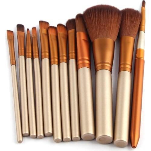 Makeup Brushes Set 12Pcs Gold Professional Powder Concealer Eye shadow Make Up Blending Cosmetic Kit Beauty Tools Synthetic Hair