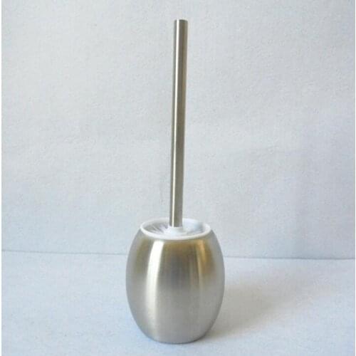 Brushed stainless steel toilet bowl brush set,Bathroom floor type toilet brush holder,Fashion simple round toilet cleaning brush