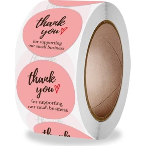 100-500Pcs Thank You Stickers seal labels Pink 1in Round Handmade With Love Stickers Teacher Office Stationery sticker
