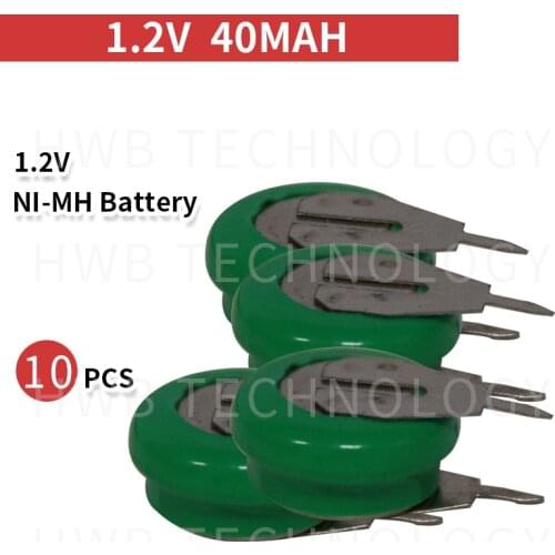 10 PCS/lot Original Brand New KX 1.2V 40mAh Ni-MH Rechargeable Button Cell Battery Ni MH Batteries With Pins Free Shipping