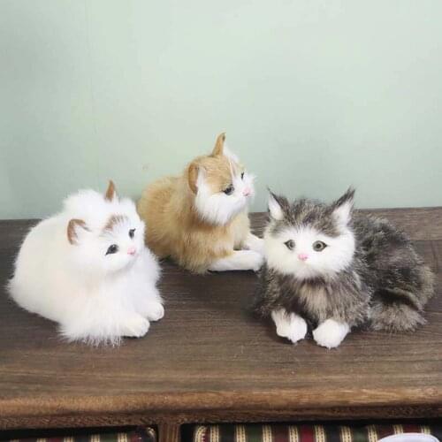 New Three-color Simulation Cat Doll Desktop Decoration Home Accessories Leather Hair Making Children Christmas Creative Gift