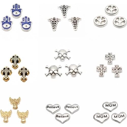 Newest 10pcs/lot cross peace symbol Tai Ji floating charms living glass floating memory locket charms jewelry