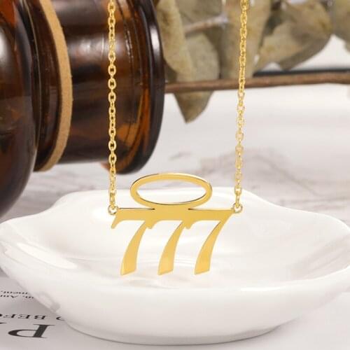 Angel Number Necklace 111 222 333 444 555 666 777 888 999 Devil Pendant Necklace Stainless Steel Choker Women Men BFF Jewelry