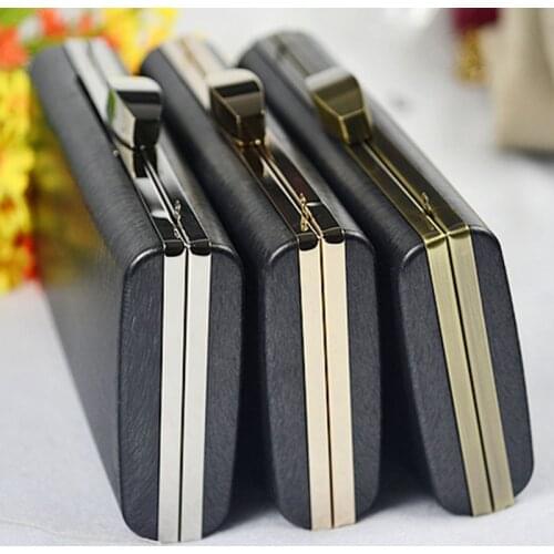 Metal clasp purse frame with black plastic cover evening lady party handbag accessories box clutches frame purse hanger handle