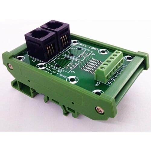 RJ11/RJ12 6P6C Jack 2-Way DIN Rail Mount Interface Module, Terminal Block, Connector