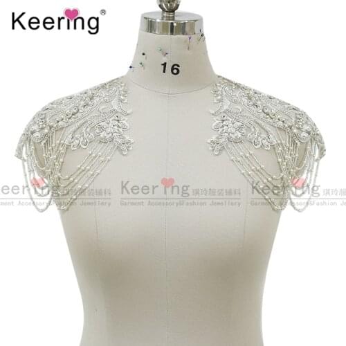 Luxury shinestone waterfall dangling shoulder patches for wedding diyWDP-284