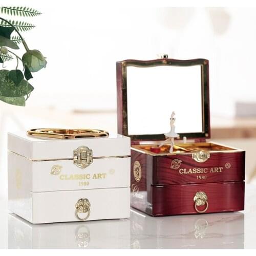 Handmade Dancer Ballerina Piano Music Box Plastic Hand Crank Music Box Gift White