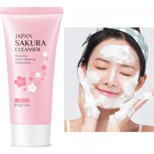Sakura Cleanser Foam Deep Clean Remove Grease Improve Oily Face Wash Cream Gentle Moisturizing Remove Blackhead Cleanser 50g