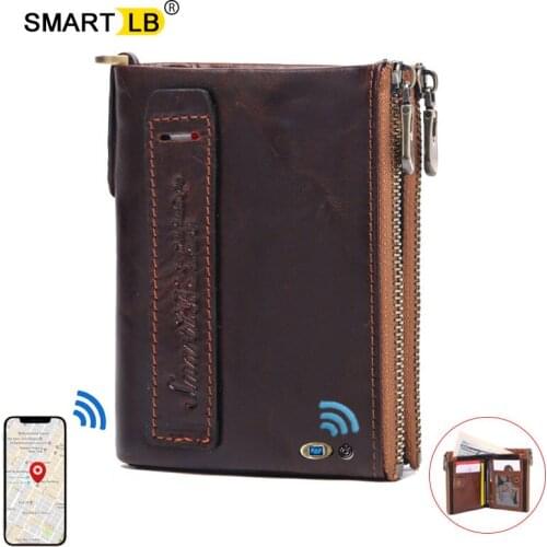 Smart Bluetooth Anti-lost Tracker men Wallets Blocking Lady Finder Wallet Female Hasp Double Zipper Short Women Purse