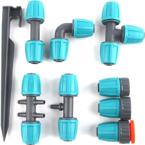 2pcs New 16mm LDPE Pipe Connector Garden Water Connectors Pipe Hose Lock Nut Joints Micro Irrigation System Kits Tube Fittings