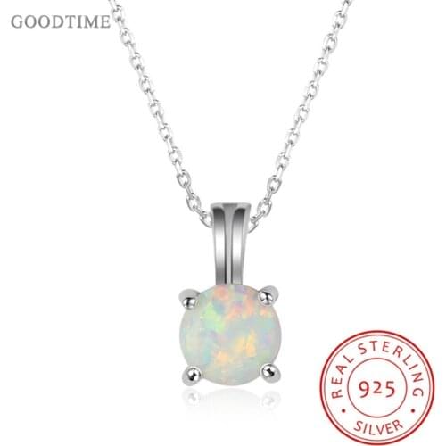 Trendy Silver 925 Jewelry Opal Pendant Necklace 925 Sterling Silver Pendant Necklaces For Women Girl Luxury Jewelry Necklace